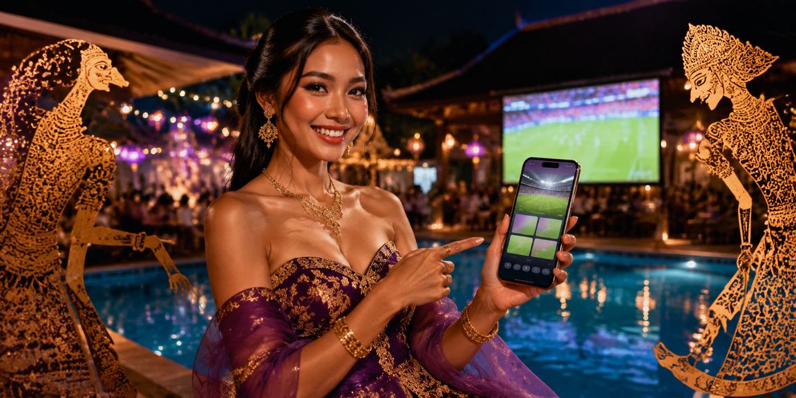 Suasana pasar malam Vietnam dengan aplikasi casino di layar smartphone