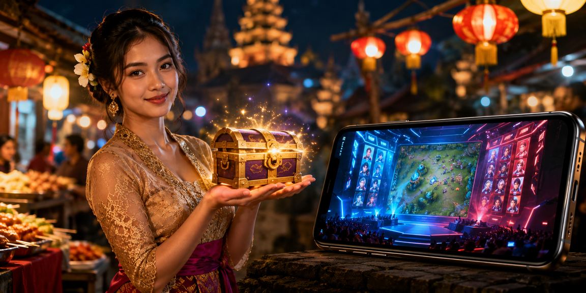 Suasana taruhan esports dengan dekorasi lentera festival Vietnam yang penuh warna