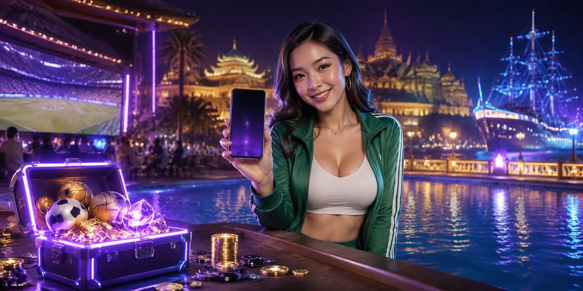 Tampilan taruhan olahraga dengan lampu neon berwarna-warni di Vietnam